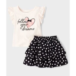The Children’s Place Polka Dot Skirt with Heart Design Top